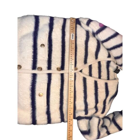 Christian Lactoix S oversized white blue striped soft and stretchy brushed yarn - Picture 7 of 10